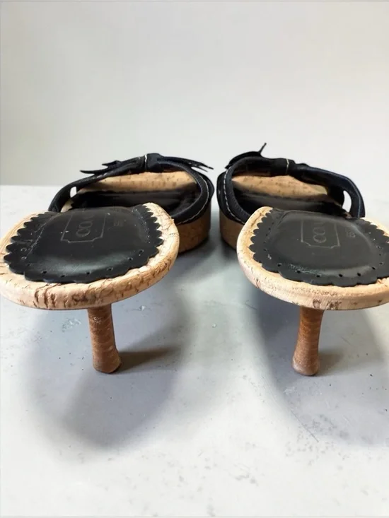 Coach Bree Black Ribbon Kitten Heel Sandals 9.5 Vintage Minimalist Made in Italy - Picture 6 of 9